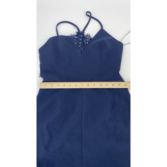 Lovers + Friends Maxi Dress Women's 6 Navy Stretch Spaghetti Straps Back Zip - Picture 12 of 13
